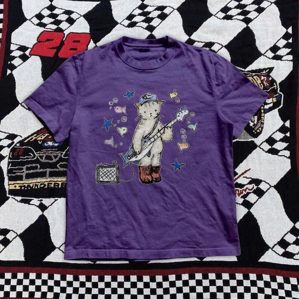 Purple Cat Graphic Tee Clothing